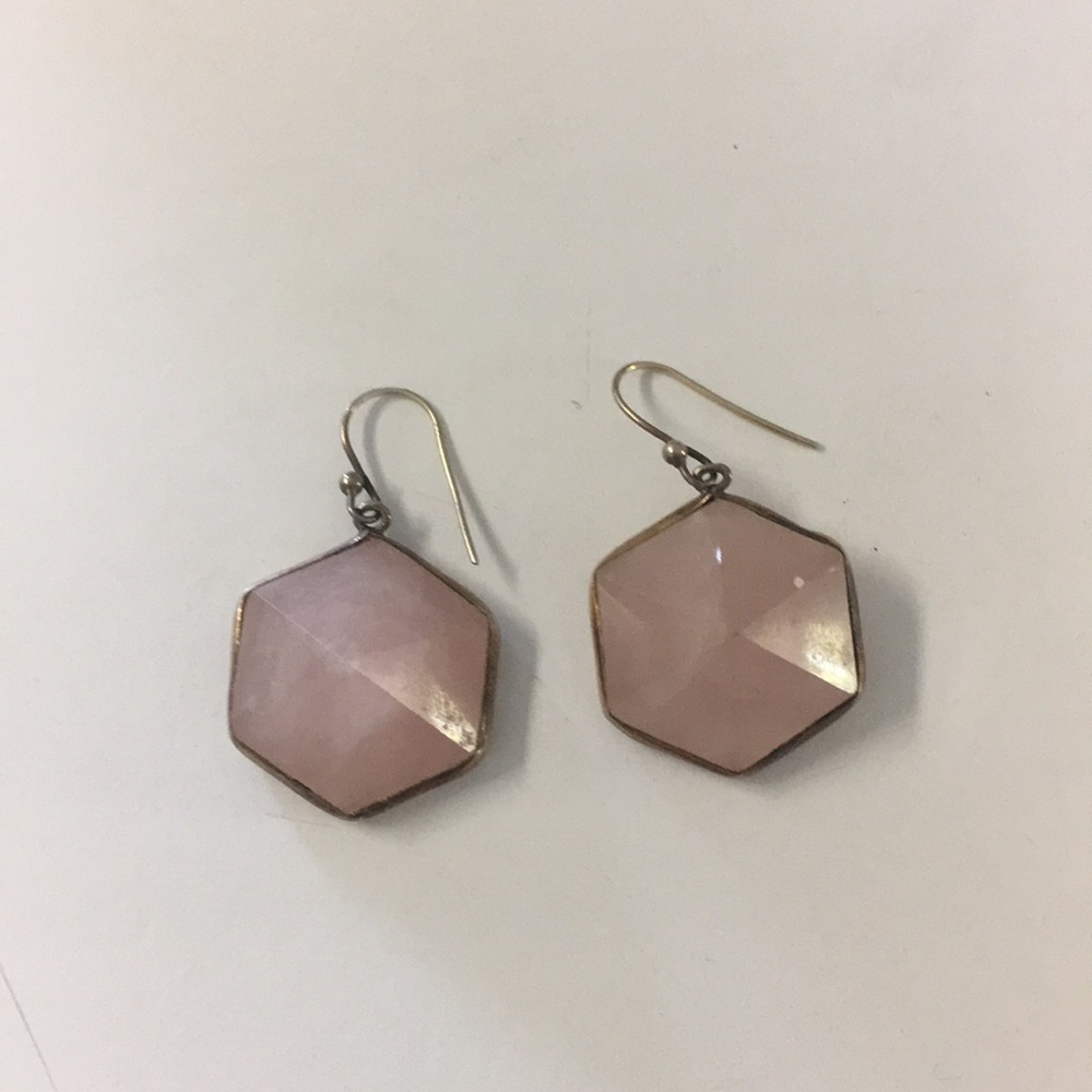 Beautiful pink rose quartz crystal earrings